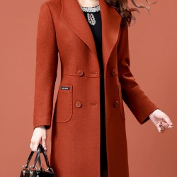 Loose fitting Korean suit collar alpaca wool jacket HF2320-02-01