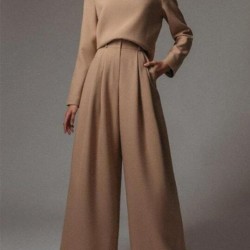 New casual long-sleeved solid color two-piece set HF1603-04-04