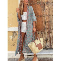 Women's printed loose long cardigan  HE1402-04-02