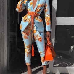 Printed jacket set, casual suit set HF3302-04-04